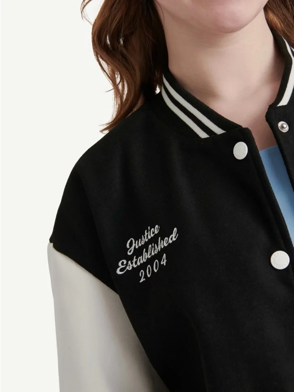 NWT - Justice Black and White Letterman Bomber Jacket with Patches